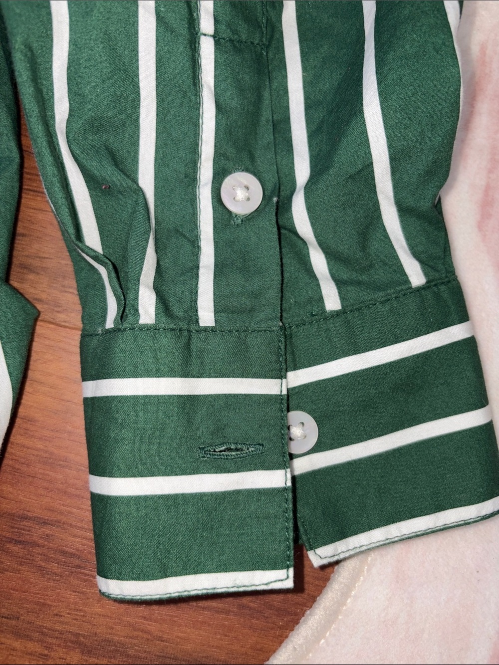 Aerie Oversized Green Stripe Button-Up Shirt - Picture 5 of 6